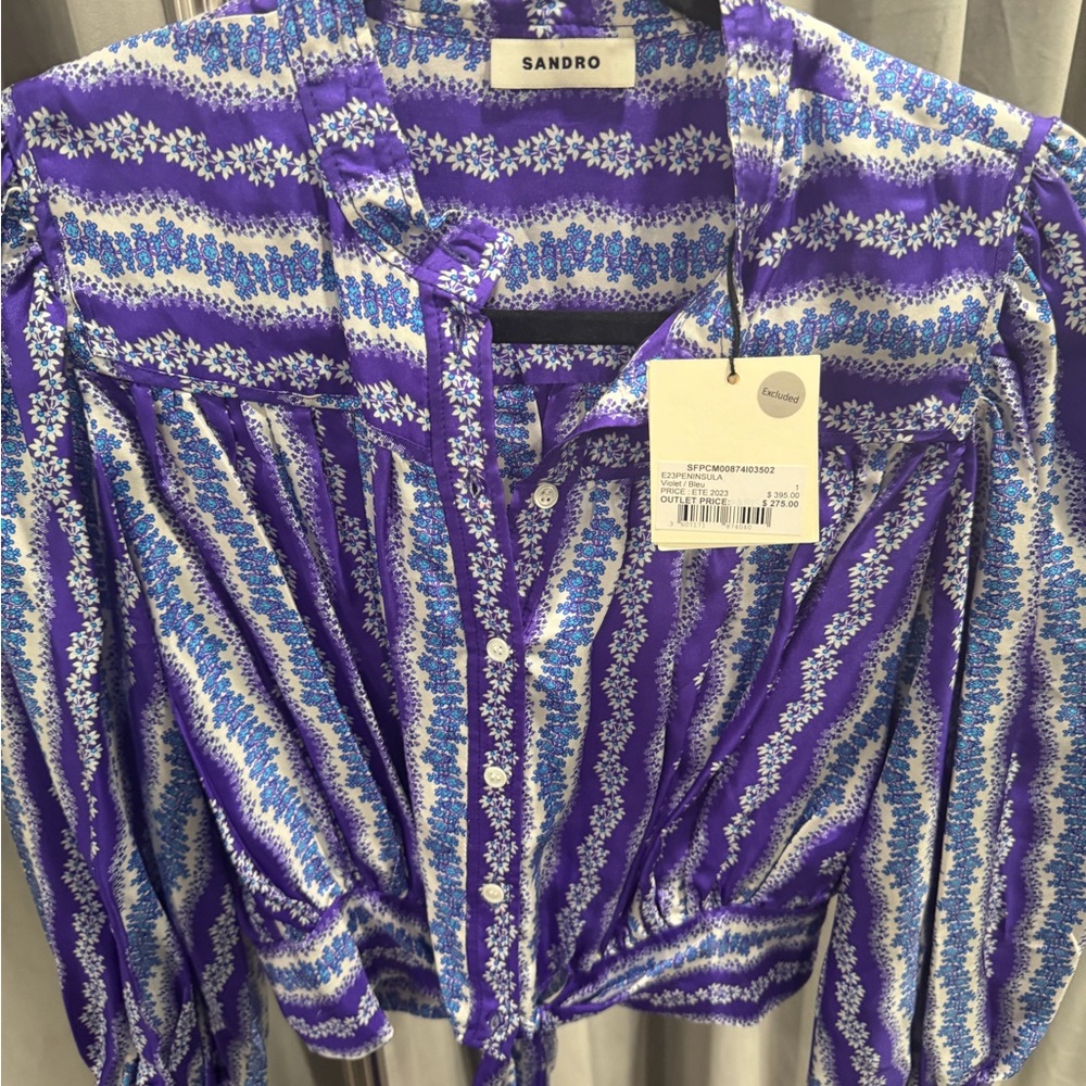 Sandro Purple and White Striped Blouse - Picture 2 of 2